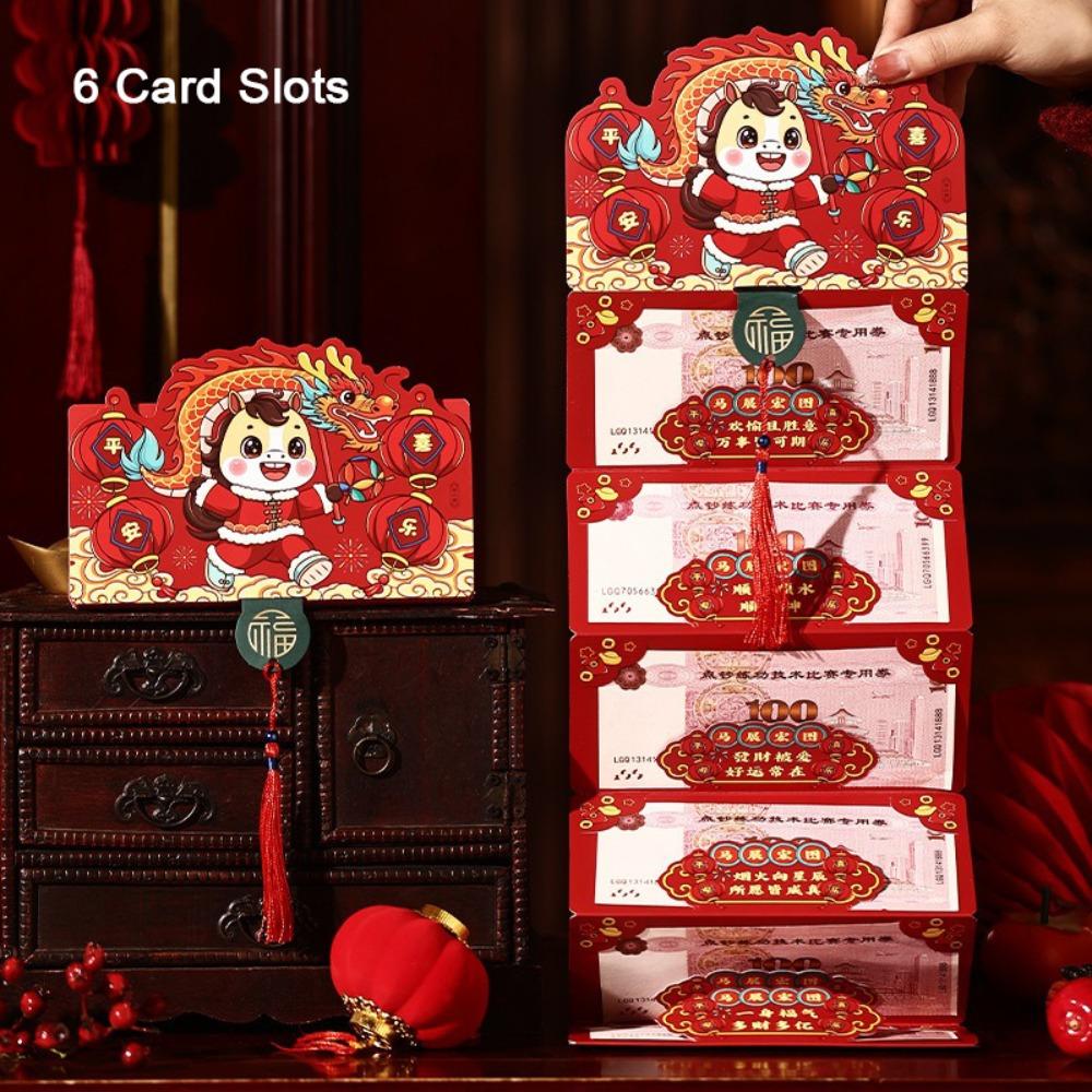 Paper Horse Year Red Envelope Red Color Folding Style Folded Red Envelope 3D Design 6/10 Card Position Lucky Red Bag