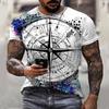 Summer Retro Compass T-shirt Men's 3D Printed T-shirt Fashionable Street Harajuku T-shirt Short Sleeved Oversized Top Men's Clothing