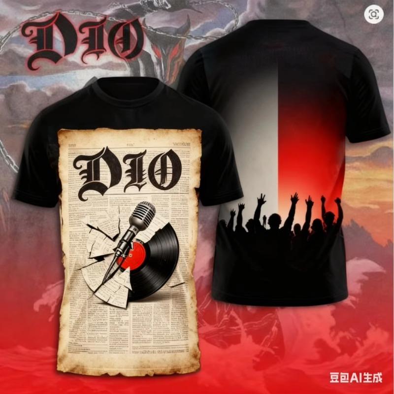 Винтажная футболка с 3D-принтом группы Rock Dio для мужчин и женщин, модная, хип-хоп, повседневная, с коротким рукавом, мужская одежда, стритвир, новая