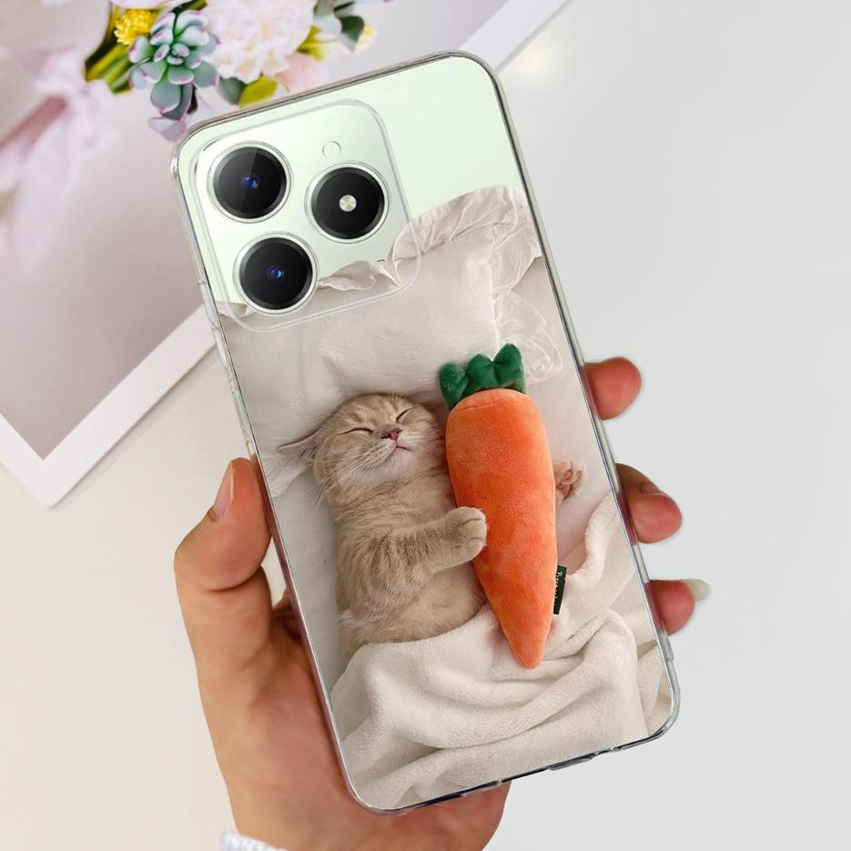 For Realme C61 Case RMX3939 Cute Panda Cartoon Painted Cover Soft Slim Phone Case For Realme C63 C 61 RealmeC61 RealmeC63 Bumper