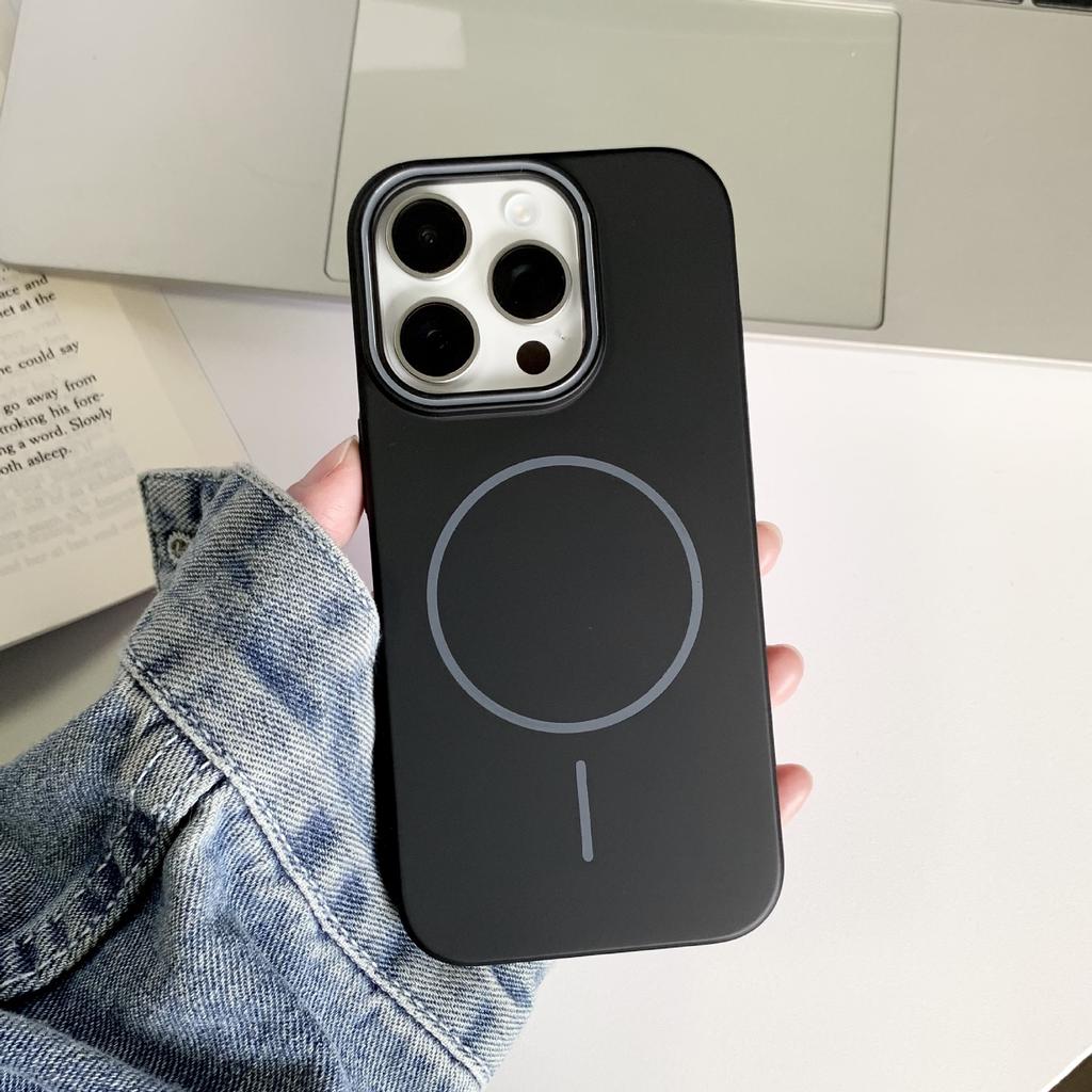 Подходит для Apple 16 Чехол для мобильного телефона PC Ощущение кожи Матовый Iphone15promax Тонкий Круг Магнитное притяжение 14 Простой 13 Жесткий чехол