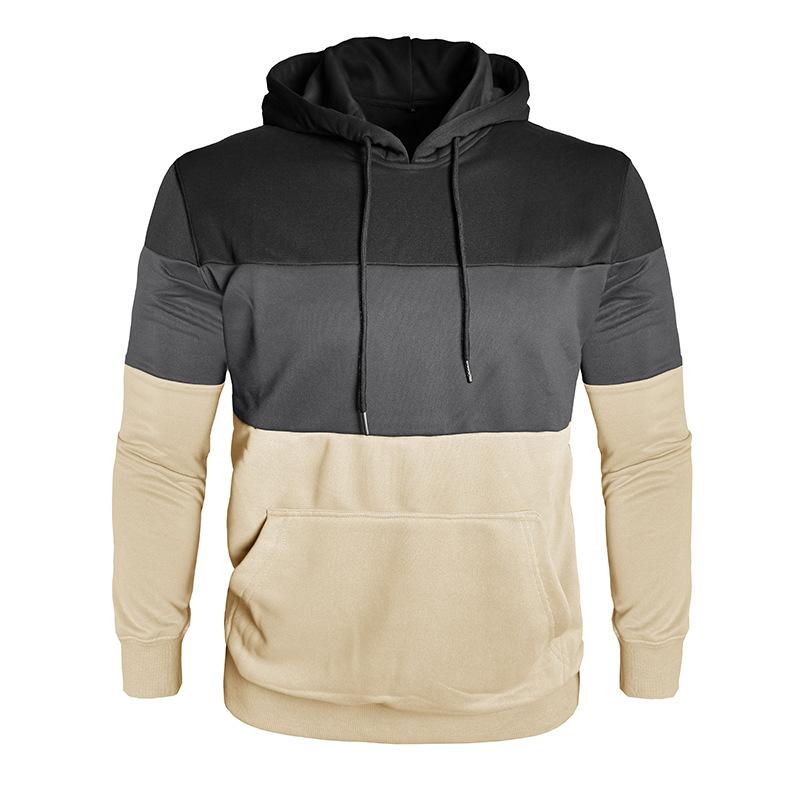 Осень Зима Мужская Толстовка Длинный Рукав Повседневная Спортивная Контрастная Худи Мужская Толстовка с Капюшоном Уличная Одежда Топы для Бега