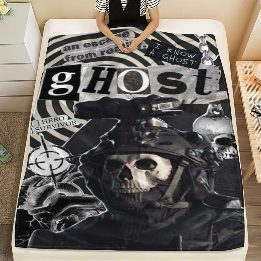 1PC GHOST Print Flannel Blanket, High quality Comfortable for All Seasons, Home Decor, Warmth and Comfort, Perfect for Christmas Gifts159