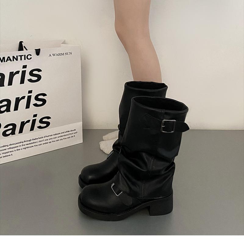 Женские туфли на среднем каблуке, ботинки «Челси» на толстой платформе, зимние дизайнерские новые мотоциклетные ботинки, туфли-лодочки в стиле панк до середины голени