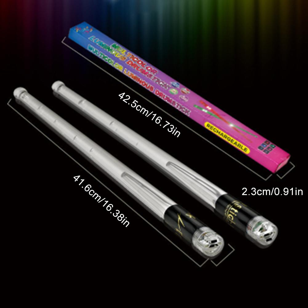 LED Light Up Drumsticks 15 Color Changing Glow In The Dark Drumsticks LED Light Up Drum Sticks Rechargeable Jazz Drum Sticks