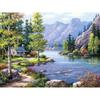 Diamond Full Waterfall Round Painting Home Decor Diamond Embroidery Mountain Tree Scenery Mosaic Sticker Decor