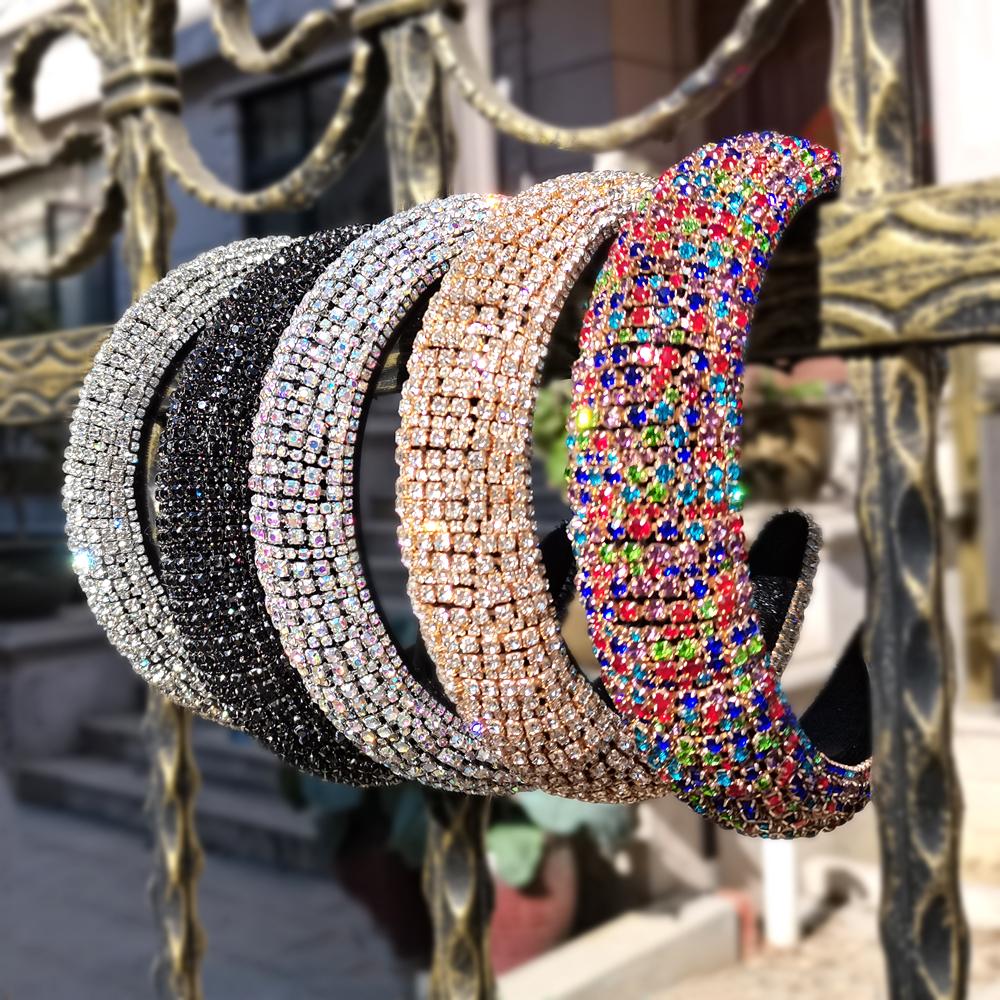 New Luxury Headbands for Women Custom Hairband High Quality Bling Rhinestone Hair Accessories 5 Colors