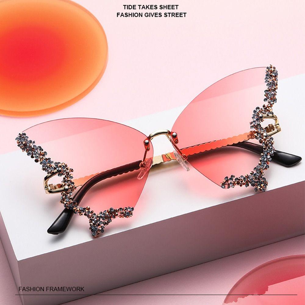 Diamond Oversized Ladies Shades Purple Sunglasses for Women Bling Sun Glasses Butterfly Sunglasses