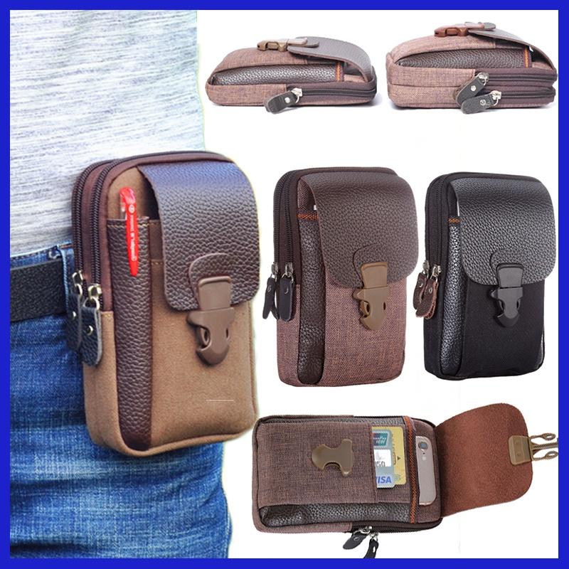 Мужская сумка из искусственной кожи с двойной молнией для телефона, поясная сумка, маленькая сумка, спортивная поясная сумка, кошелек для монет