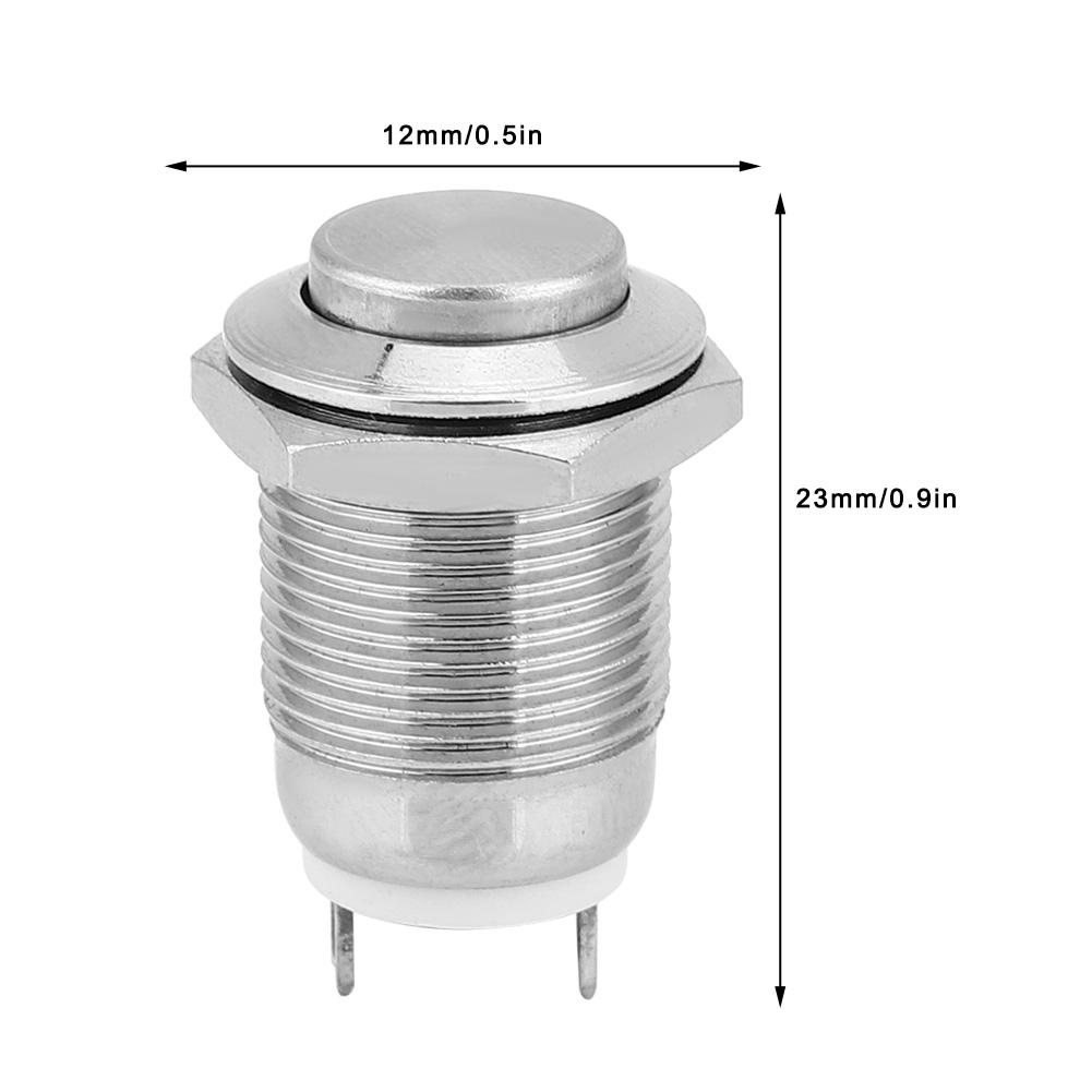 5Pcs Metal Push Button Switch 1 Normally Open 2 Pins Waterproof Self Reset Electronic Supplies(High Flush )