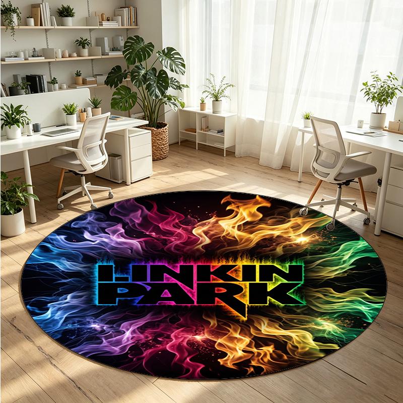 Linkin Park Printed Round Crystal Velvet Rug Soft Non Slip Floor Carpet For Bedroom Holiday Gift