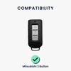 kwmobile Чехол для ключа Mitsubishi с 3 кнопками, совместимый с ключом от автомобиля - чехол для ключа с глянцевой отделкой TPU - противоударная защита ключа от автомобиля, черный матовый/черный