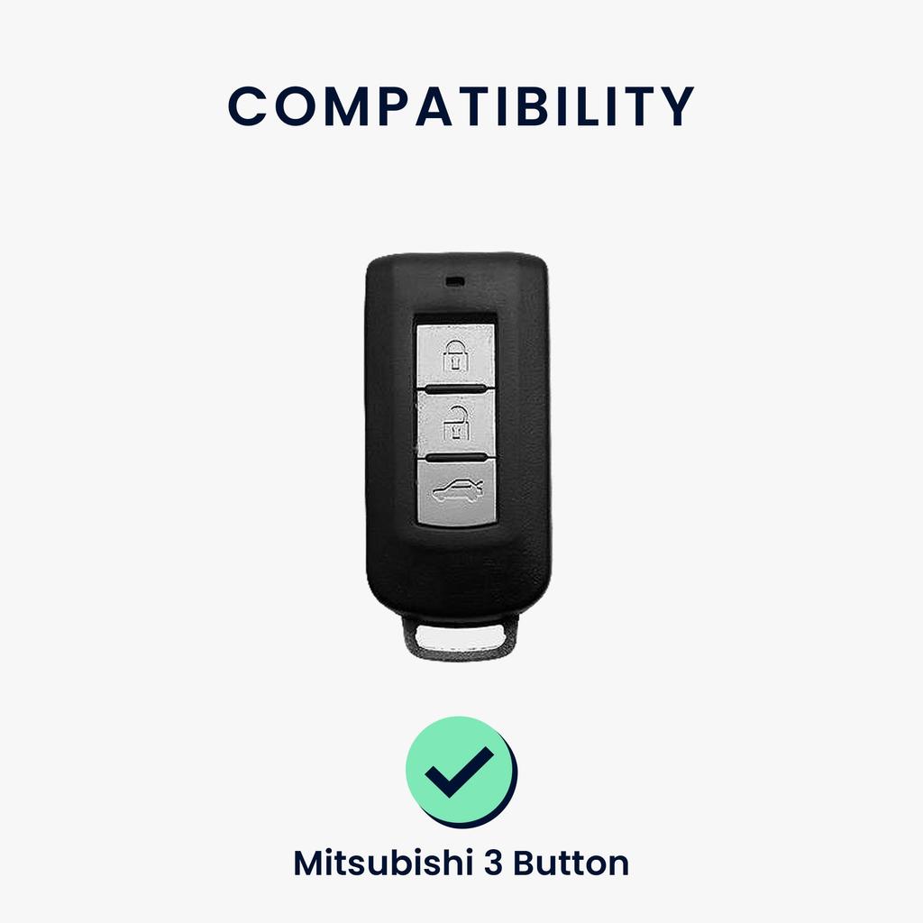 kwmobile Чехол для ключа Mitsubishi с 3 кнопками, совместимый с ключом от автомобиля - чехол для ключа с глянцевой отделкой TPU - противоударная защита ключа от автомобиля, черный матовый/черный