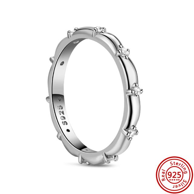 Новое весеннее кольцо с цветочным бантом и перьями, Корона клевера, сверкающее стерлинговое серебро 925 пробы, круглое кольцо, женское оригинальное европейское ювелирное украшение