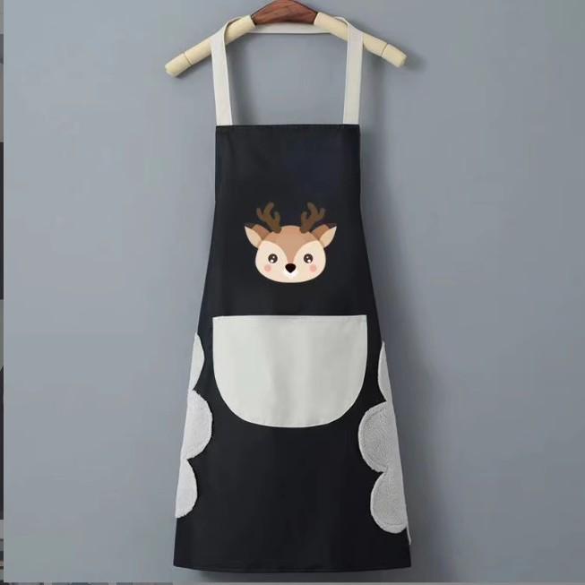 Summer Thin Waterproof & Oil-Proof Kitchen Apron with Hand Wiping Feature - Cute, Fashionable Design and Wider Waist for Stir-Fry Cooking