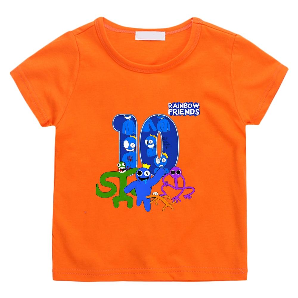Футболка Rainbow Friends Happy Birthday 10 Ten, 100% хлопок, футболка с мультяшным рисунком, детская футболка с короткими рукавами для мальчиков и девочек, мягкая