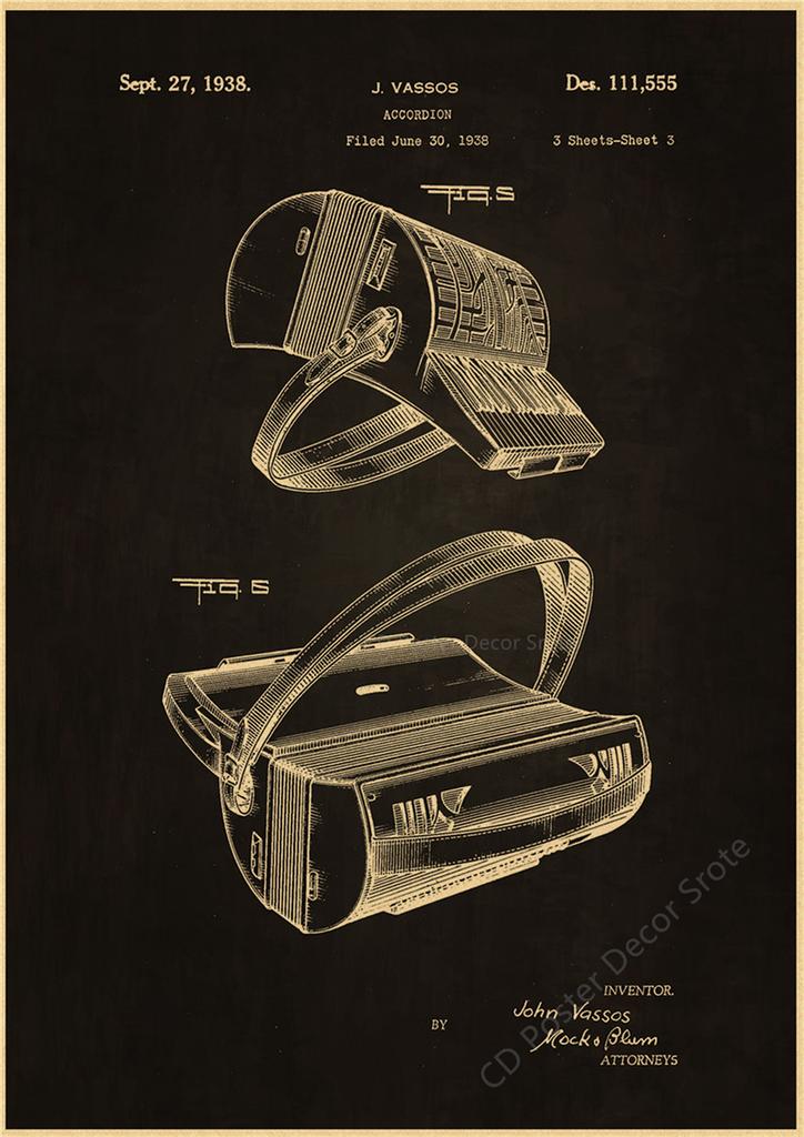 Retro Style Instrument Poster Music Art Wall Painting Trumpet Violin Piano Studies Prints Vintage Home Room Cafe Decor Picture