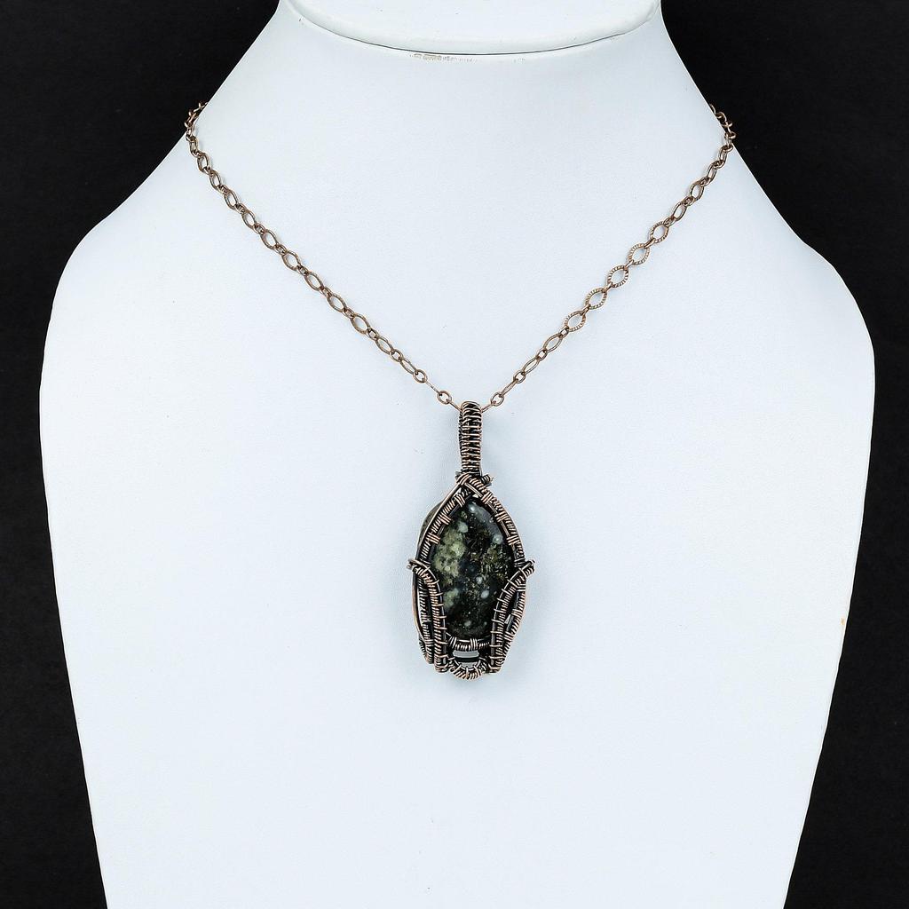 Подвеска Ocean Jasper, подвеска из медной проволоки, дизайнерская подвеска, ювелирное изделие из меди с драгоценными камнями, подвеска ручной работы из Ocean Jasper, ювелирное изделие в подарок для него