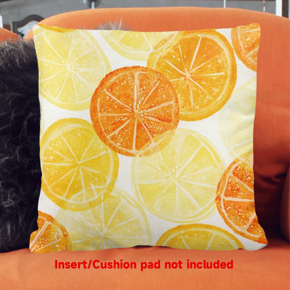 Watercolor Citrus Fruit Throw Pillow Cover Bright Lemon Orange Decorative Pillow Case For Summer Home