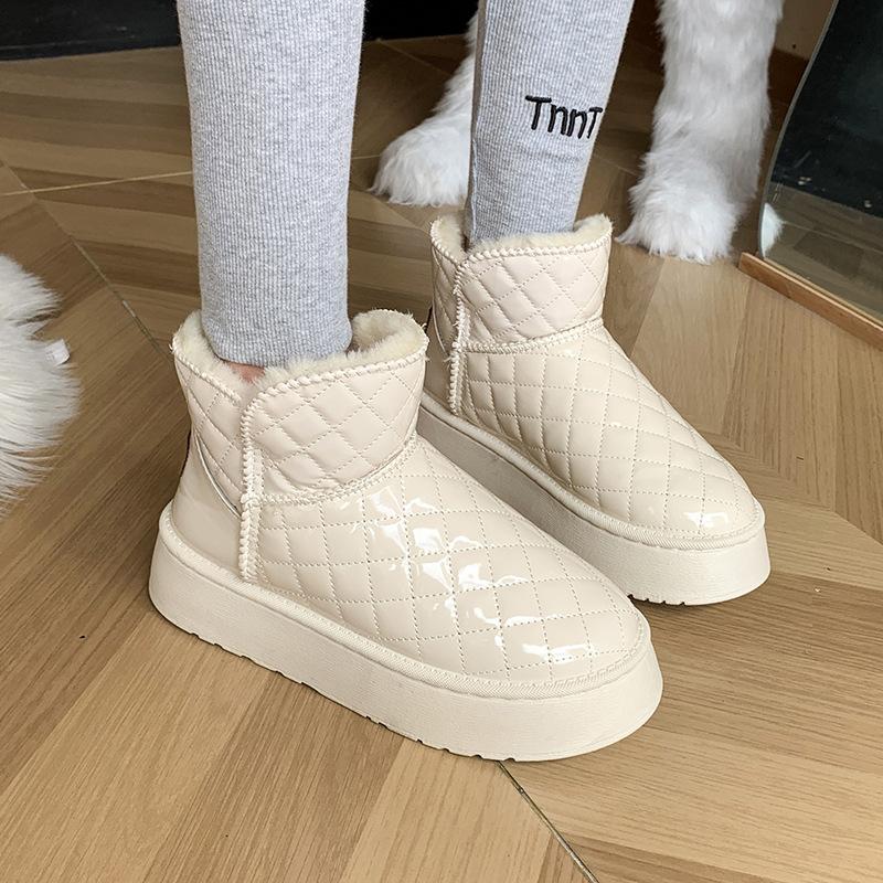 Модные блестящие женские плюшевые зимние ботинки. Повседневные и универсальные женские ботинки. Простые короткие сапоги.