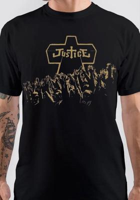 Редкие Футболки Группы Justice Подарок Фанатам Черные S234XL Футболка FN1153 Унисекс Футболка