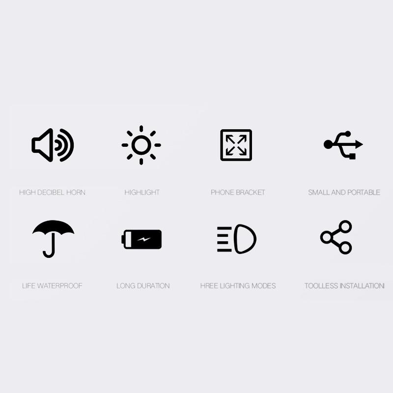 USB-перезаряжаемая велосипедная фара Водонепроницаемый фонарь для велоспорта Велосипедный звонок и Power Bank Передний свет для езды на велосипеде на открытом воздухе