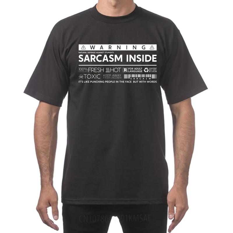 Retro Man Summer T Shirt Warning Sarcasm Inside Fresh Hot Toxic Keep Away Words Punching Face Short Sleeve Comfortable Round