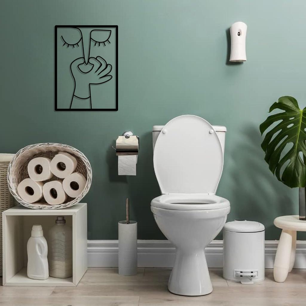 1pc, Funny Toilet Metal Wall Art, Funny Bathroom Sign, Minimal Line Art, Guest WC, Restroom Decor, Toilet Humor