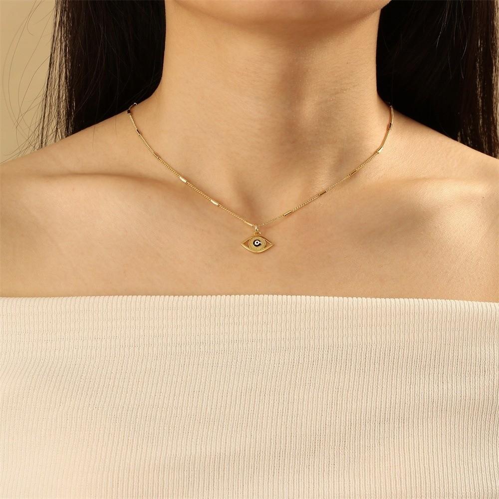 Vintage Devil's Eye Necklace Copper Gold Plated Eyeball Neck Chain Demon Eye Necklace  Party Favors