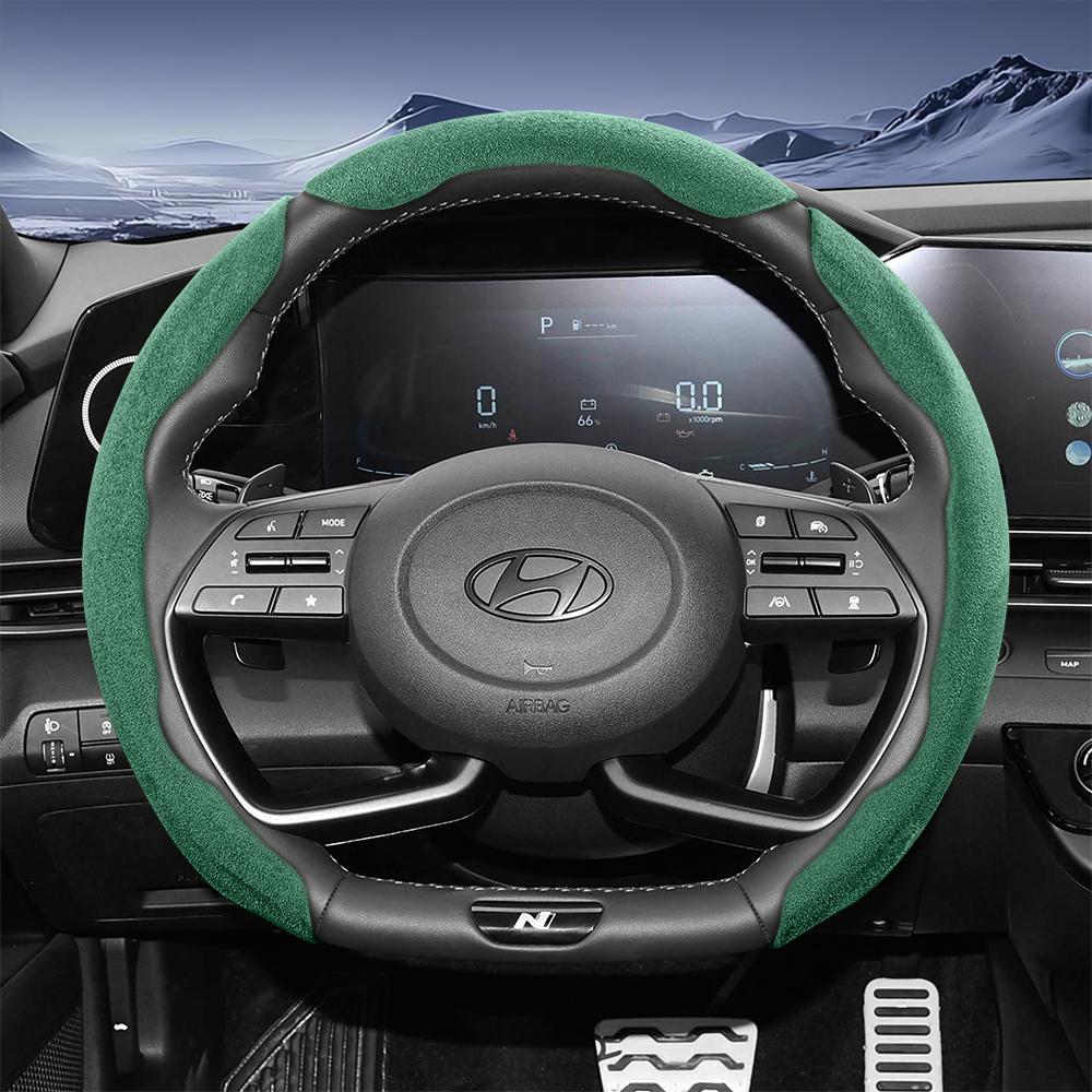 EEJQ9 Suitable for Hyundai Sport Suede Steering Wheel Cover with Split Snap-On Design for Tucson Elantra Avante I30 Sedan Alcazar Grand Creta I10 