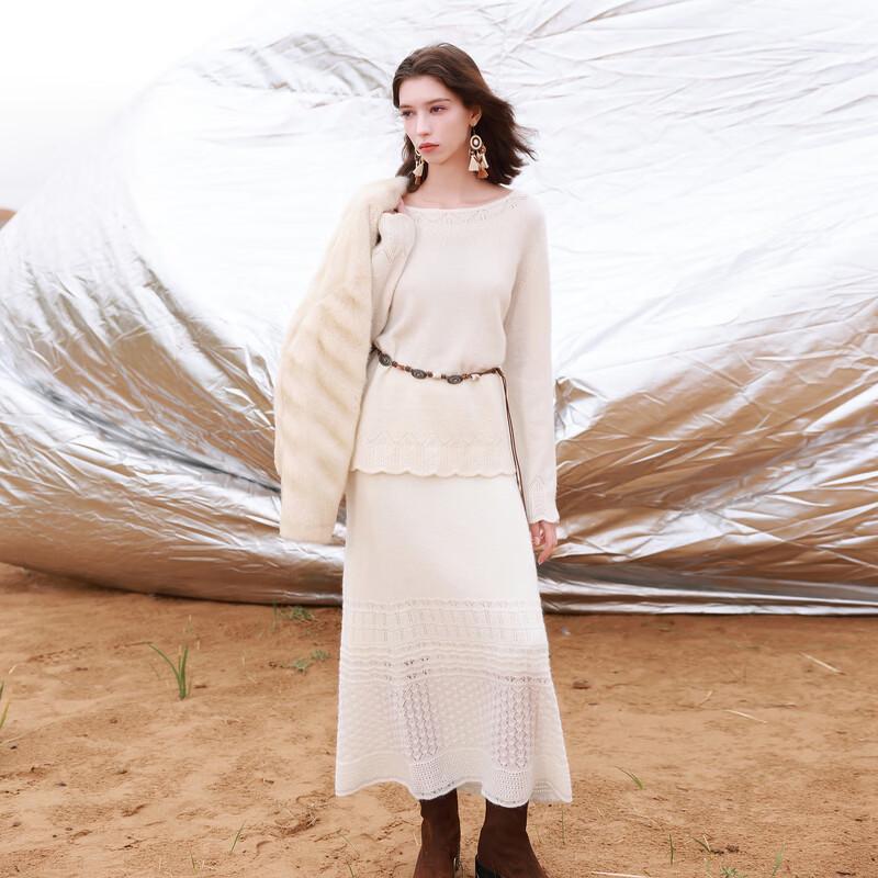 Sancai Machine-Washable High-Waist A-Line Knit Midi Skirt