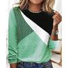 Women's Top Autumn Contrast Color T Shirt Long Sleeve Round Neck Loose Tee Shirts