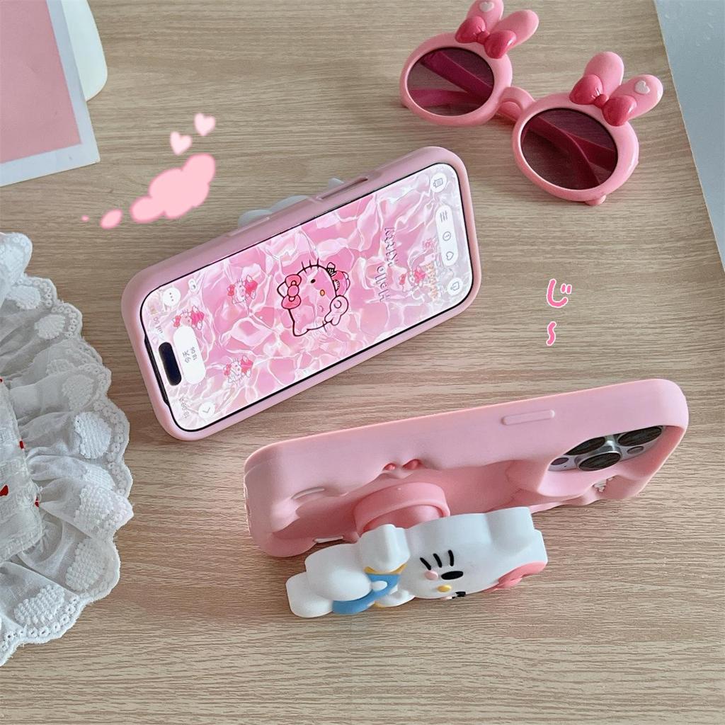 Мультяшная Милая Кошка KT Чехол-подставка Совместимый iPhone 13-17/14-16 Pro Max
