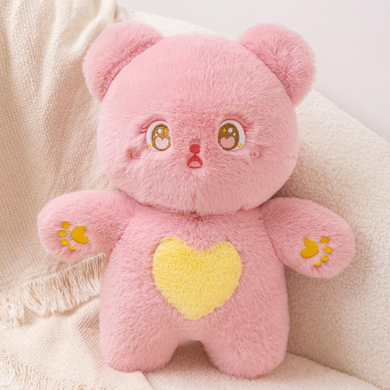 38cm Cuddle Animal Puppy Cat Bear Doll Cute Soft Rabbit Fur Healing Plush Toy Companion Dolls