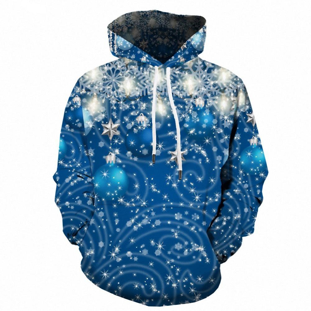 New Men's and Women's Christmas Printed Pullover with Hooded Loose Casual Hoodie Sweater