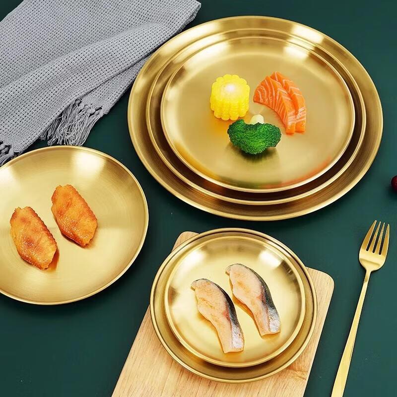 Thickened Stainless Steel Round Serving Plate