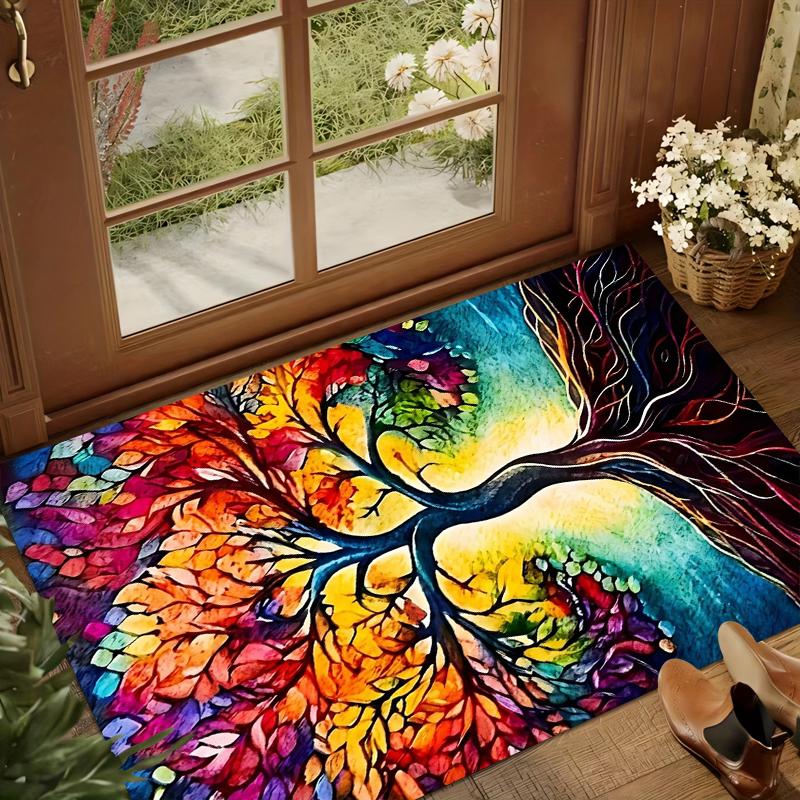 Tree of Life Nature Norse Rug Carpet for Living Room Bedroom Decor,Non-slip Doormat Meditation Picnic Mat Idea Gift Boho