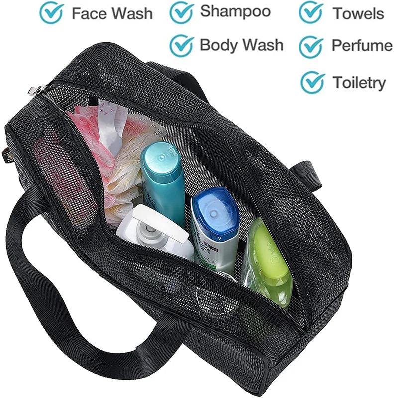 Mesh Shower Caddy Tote Bag Cosmetic Storage Bag Multifunctional Shower Bag Large Capacity Portable Toiletry Organizer