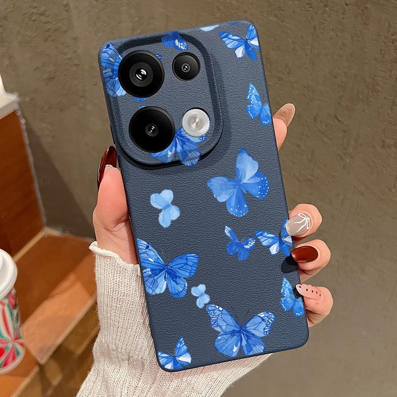 Мягкий силиконовый чехол с рисунком бабочки для Xiaomi 13t Poco X6 M6 Pro Redmi Note 14 13 12 11 10 Pro, противоударный кожаный текстурный однотонный чехол