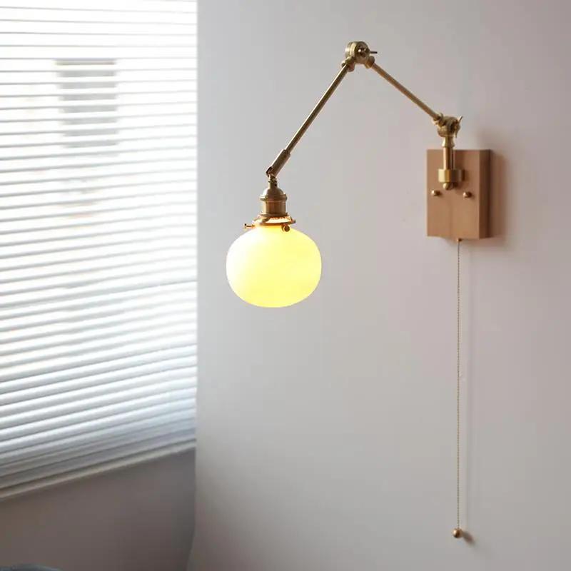 2025 New Ceramic Copper LED Wall Lamp Beside Left And Right Rotate Up And Down Swing Long Arm Wall Light Wandlamp Lighting