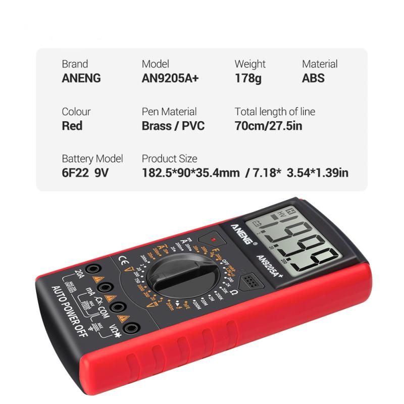 Цифровой мультиметр Aneng An9205a + True-rms, тестер транзисторов, тестер конденсаторов, автомобильная электротехника
