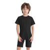 Kids Girls Boys Adaptive Clothing Round Neck Short Sleeve Back Zipper Solid Color Jumpsuit