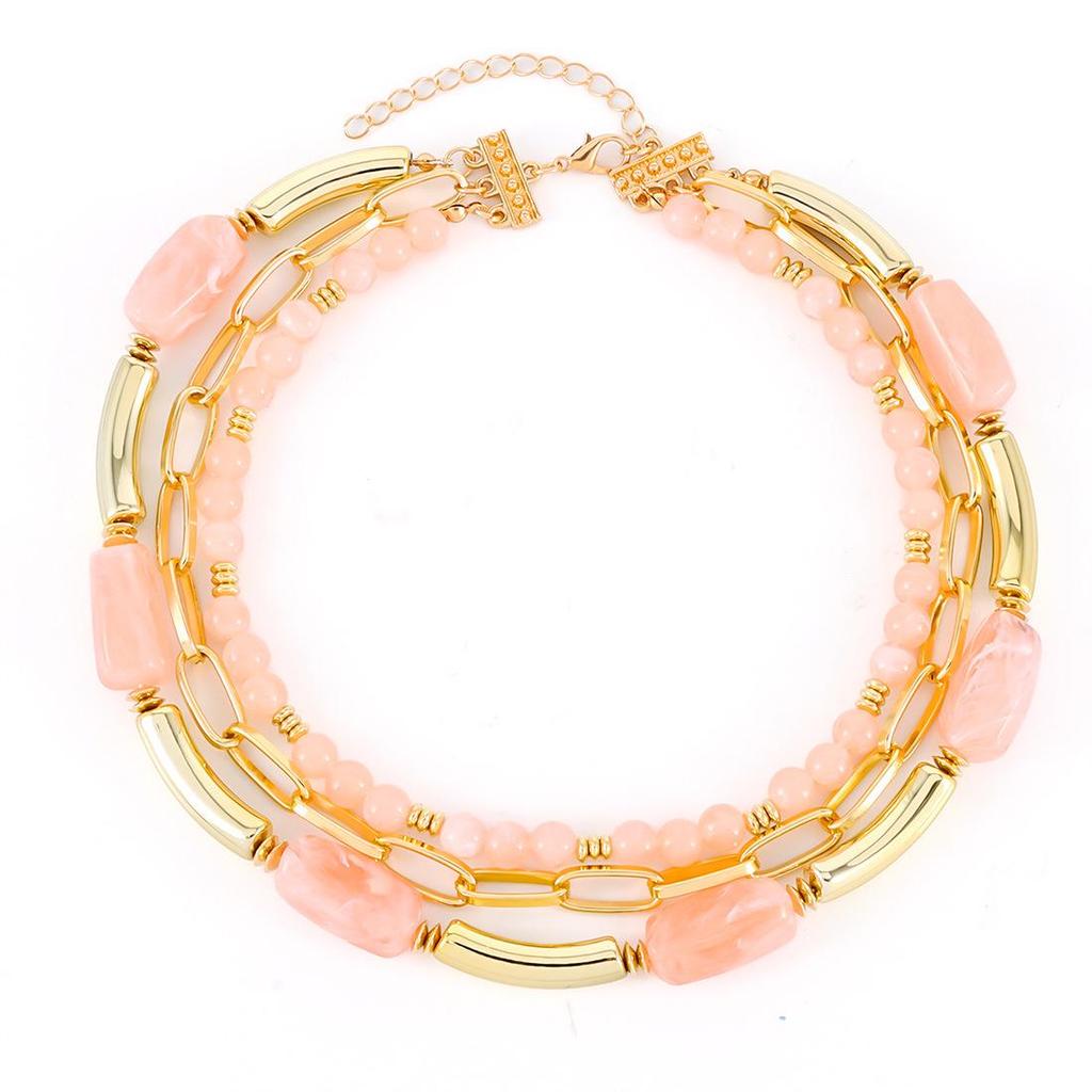 European & American Multi-Layer Geometric Beaded Necklace - Creative Design (NK27260)