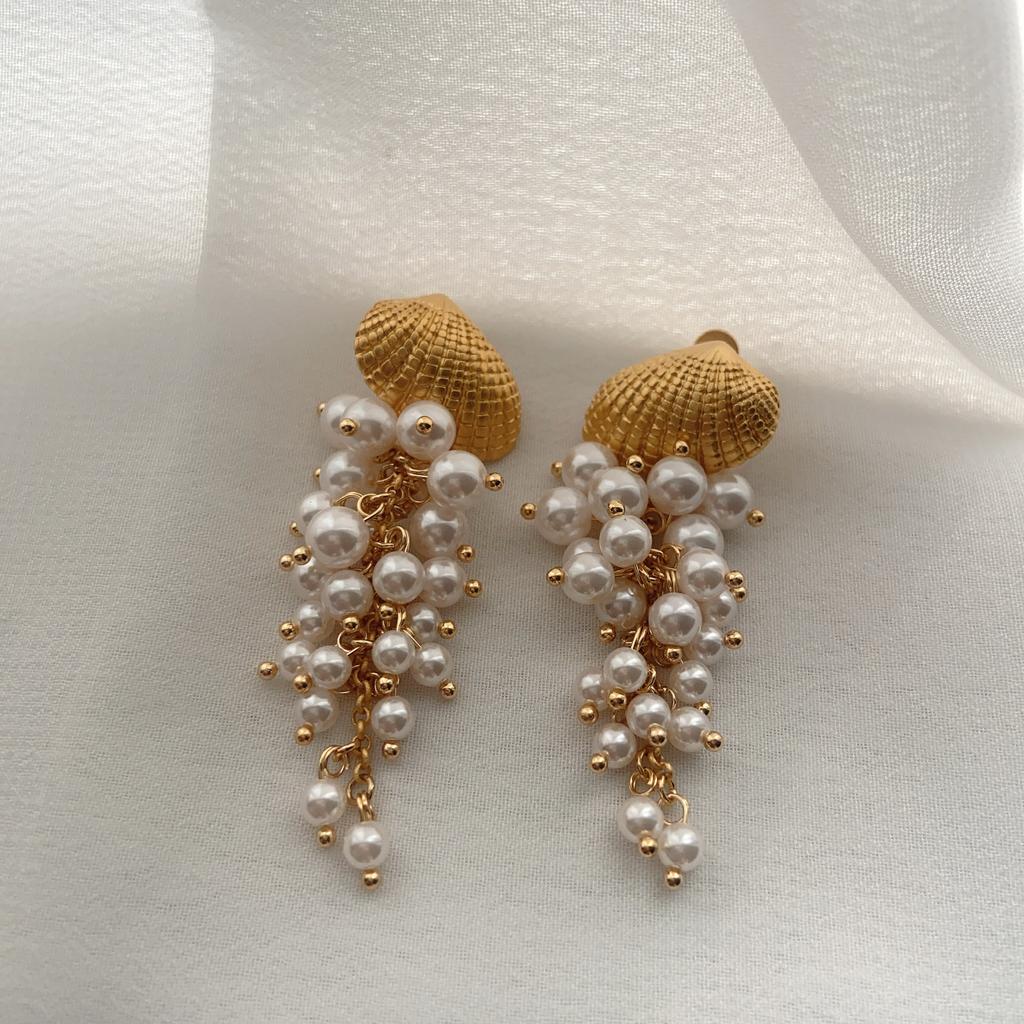 Винтажные легкие средневековые ретро-серьги с бахромой в нежном стиле, французские ретро-серьги с длинным жемчугом премиум-класса