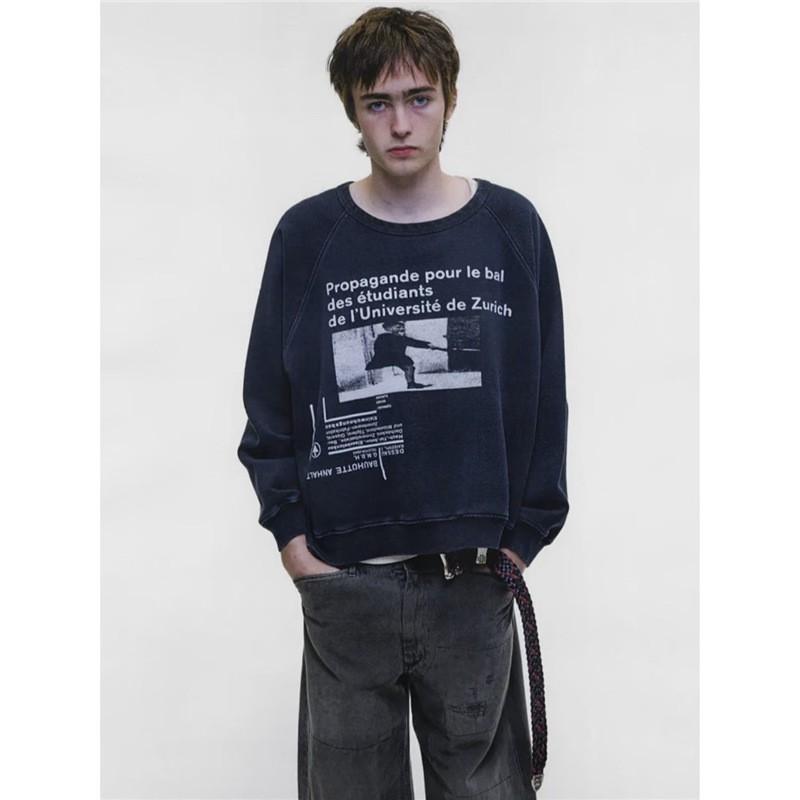 Unisex Oversized Washed Vintage Cotton Sweatshirt Fall Winter Casual Streetwear Pullover