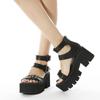 Platform Sandals For Women  Summer Woman Buckle Rome High Heels Ladies Zip Footwear Female Punk Thick Bottom Shoes Plus Size