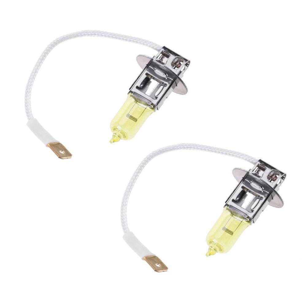 2 шт. H3 12V 55W 3000K Галогеновая лампа Супер яркие Желтые Противотуманные фары Высокомощная Автомобильная фара Источник света автомобиля Автомобильный стайлинг
