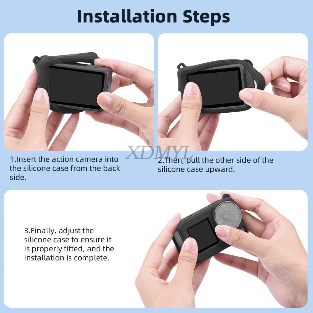 Silicone Protective Cover For DJI Action 5 Pro Lens Cap Anti-drop Full Protector Case Sleeve For Action 4/3 Camera Accessories