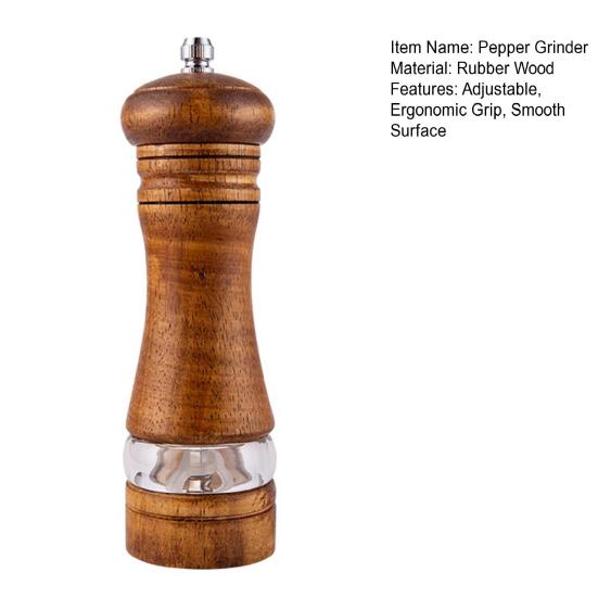 Seasoning Grinder Ceramic Core Kitchen Gadget Reusable Manual Rubber Wood Salt Pepper Mill Modern Grind Large Capacity