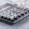 6/12Pairs Elegant Wedding Jewelry Gift Geometric Crystal Stud Earrings Set Round Zircon Alloy Silver